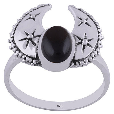 Gorgeous Handcrafted Rawa Work Around Black Onyx Oval Shape 925 Sterling Solid Silver Ring - R3400437-1