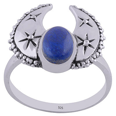 Gorgeous Handcrafted Rawa Work Around Lapis Oval Shape 925 Sterling Solid Silver Ring - R3400437-8