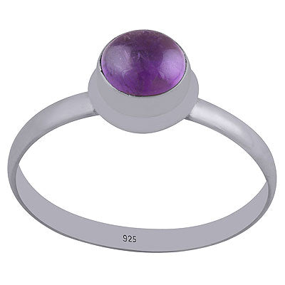 Gorgeous Handcrafted Setting Around Gemstone Amethyst Round Shape 925 Sterling Solid Silver Ring - R3400443-28