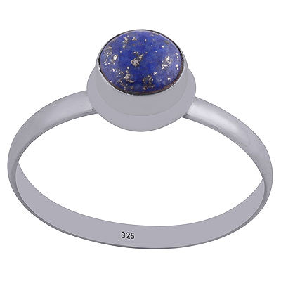 Gorgeous Handcrafted Setting Around Gemstone Lapis Round Shape 925 Sterling Solid Silver Ring - R3400443-9