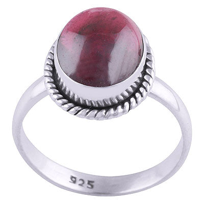 Gorgeous Textured Wire Around Garnet Oval Shape 925 Sterling Solid Silver Ring - R3400470-26