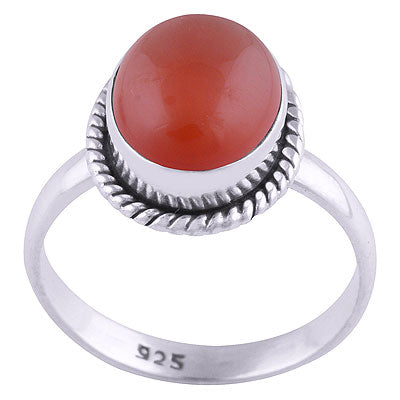 Gorgeous Textured Wire Around Carnelian Oval Shape 925 Sterling Solid Silver Ring - R3400470-32