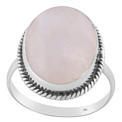 Gorgeous Wire Work Around Rainbow Moonstone Oval Shape 925 Sterling Solid Silver Ring - R3400476-448