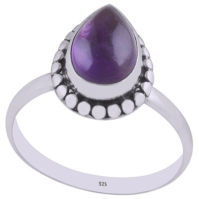 Beautiful Handmade Design Around Amethyst Pear Shape 925 Sterling Solid Silver Ring - R3400489-1
