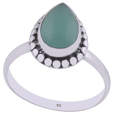 Beautiful Handmade Design Around Aqua Chalcedony Pear Shape 925 Sterling Solid Silver Ring - R3400489-10