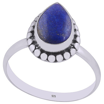 Beautiful Handmade Design Around Lapis Pear Shape 925 Sterling Solid Silver Ring - R3400489-6