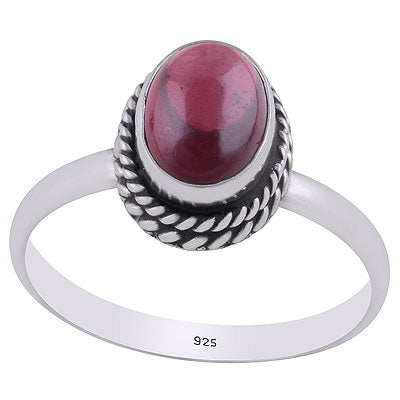 Stunning Twisted Wire Work Around Garnet Oval Shape 925 Sterling Solid Silver Ring - R3400492-42