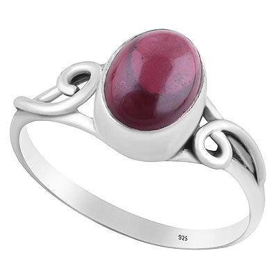 Minimal Wire Work Around Garnet Oval Shape 925 Sterling Solid Silver Ring - R3400521-15