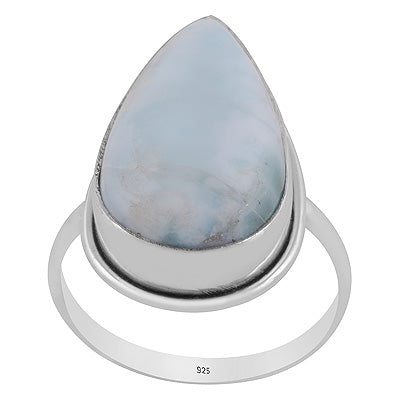 Stunning Plain Statement Larimar Pear Shape 925 Sterling Solid Silver Ring - R3400576-621