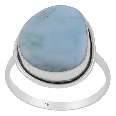 Stunning Plain Statement Larimar Fancy Shape 925 Sterling Solid Silver Ring - R3400576-630