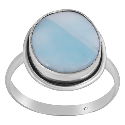 Stunning Plain Statement Larimar Fancy Shape 925 Sterling Solid Silver Ring - R3400576-642