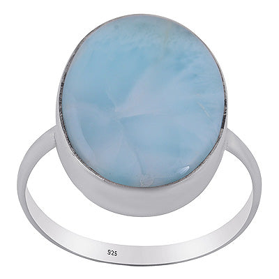 Stunning Larimar Oval Shape 925 Sterling Solid Silver Ring - R3400578-764