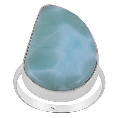Stunning Larimar Fancy Shape 925 Sterling Solid Silver Ring - R3400578-782