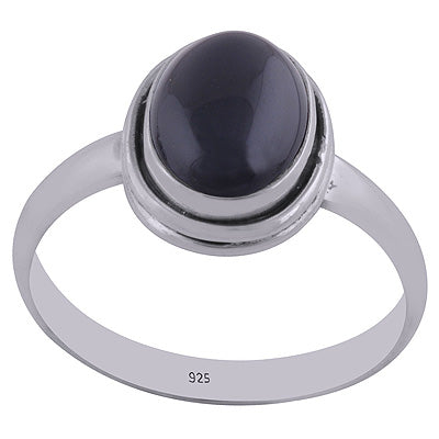 Gorgeous Double wire Setting Black Onyx Oval Shape 925 Sterling Solid Silver Ring - R3400587-58