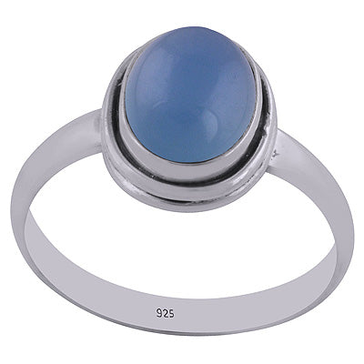 Gorgeous Double wire Setting Blue Chalcedony Oval Shape 925 Sterling Solid Silver Ring - R3400587-60