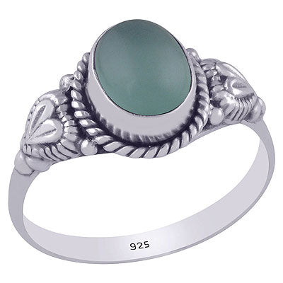 Gorgeous Handwork Around Aqua Chalcedony Oval Shape 925 Sterling Solid Silver Ring - R3400589-110