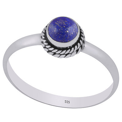 Alluring Twisted Wire Work Around Lapis Round Shape 925 Sterling Solid Silver Ring - R3400601-6