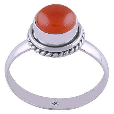 Gorgeous Twisted Wire Around Carnelian Round Shape 925 Sterling Solid Silver Ring - R3400602-108