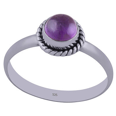 Stunning Wire Work Around Amethyst Round Shape 925 Sterling Solid Silver Ring - R3400632-13