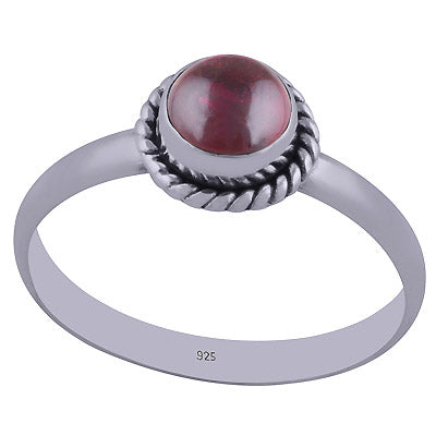 Stunning Wire Work Around Garnet Round Shape 925 Sterling Solid Silver Ring - R3400632-23