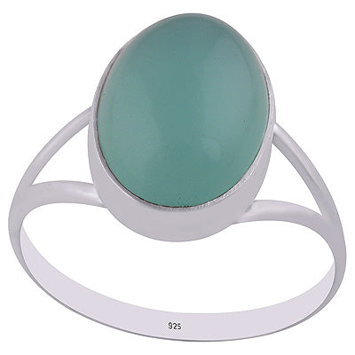 Stylish Split Shank Around Aqua Chalcedony Oval Shape 925 Sterling Solid Silver Ring - R3400635-10