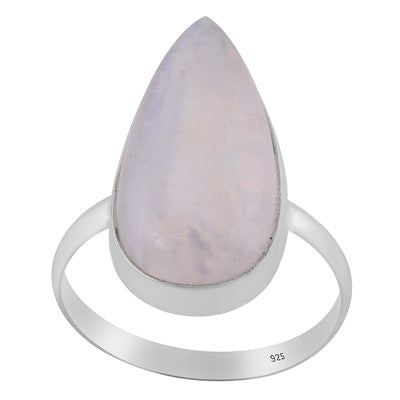 Stunning Rainbow Moonstone Pear Shape 925 Sterling Solid Silver Ring - R3400671-140