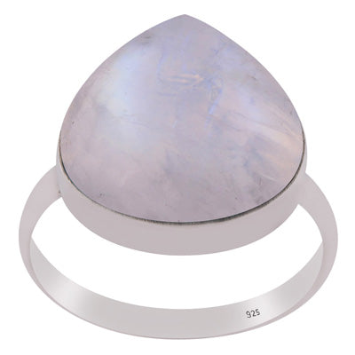 Stunning Rainbow Moonstone Pear Shape 925 Sterling Solid Silver Ring - R3400671-143