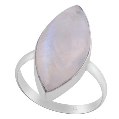 Stunning Rainbow Moonstone Marquise Shap 925 Sterling Solid Silver Ring - R3400671-144