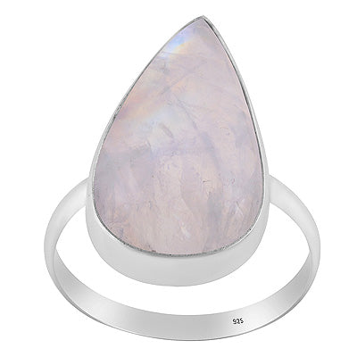 Stunning Rainbow Moonstone Oval Shape 925 Sterling Solid Silver Ring - R3400671-147