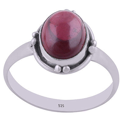 Beautiful Wire & Rawa Work Around Garnet Oval Shape 925 Sterling Solid Silver Ring - R3400683-43