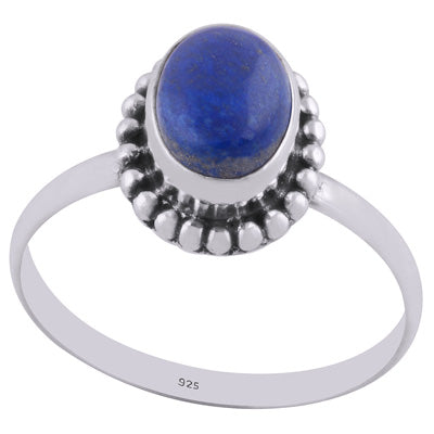 Classic Rawa Work Around Lapis Oval Shape 925 Sterling Solid Silver Ring - R3400692-66