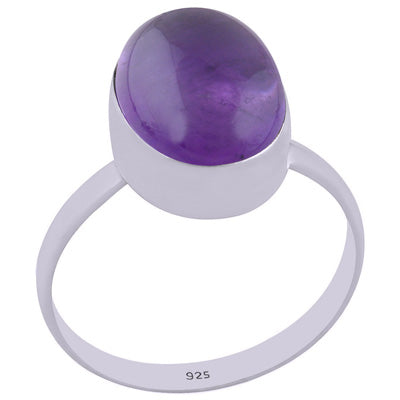 Gorgeous Plain Amethyst Oval Shape 925 Sterling Solid Silver Ring - R3400695-220