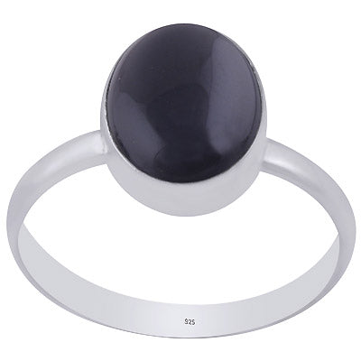 Gorgeous Plain Black Onyx Oval Shape 925 Sterling Solid Silver Ring - R3400695-25