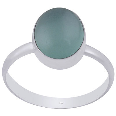 Gorgeous Plain Aqua Chalcedony Oval Shape 925 Sterling Solid Silver Ring - R3400695-36