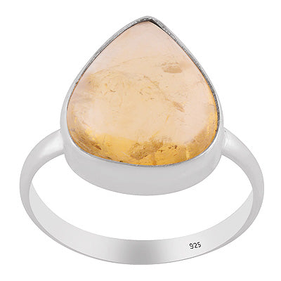 Gorgeous Huge Gemston Citrine Pear Shape 925 Sterling Solid Silver Ring - R3400714-75
