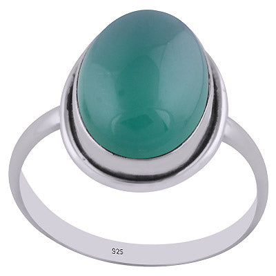 Gorgeous Plain Setting Around Green Onyx Oval Shape 925 Sterling Solid Silver Ring - R3400736-364