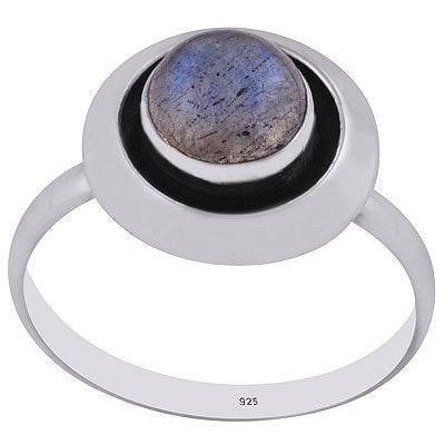 Gorgeous Plain Band Around Labradorite Round Shape 925 Sterling Solid Silver Ring - R3400741-55