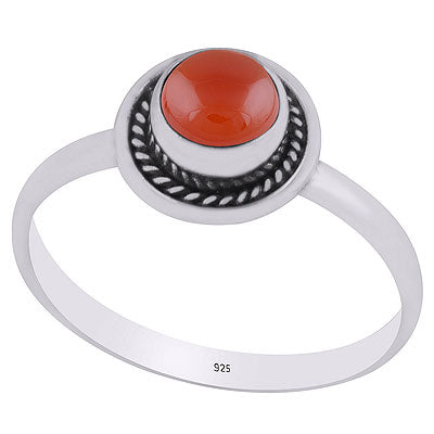 Gorgeous Wire Work Around Carnelian Round Shape 925 Sterling Solid Silver Ring - R3400753-388
