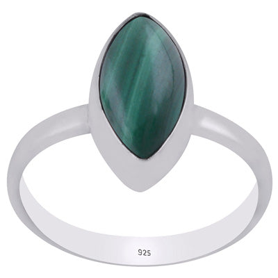 Gorgeous Plain Malachite Marquise Shape 925 Sterling Solid Silver Ring - R3400764-253