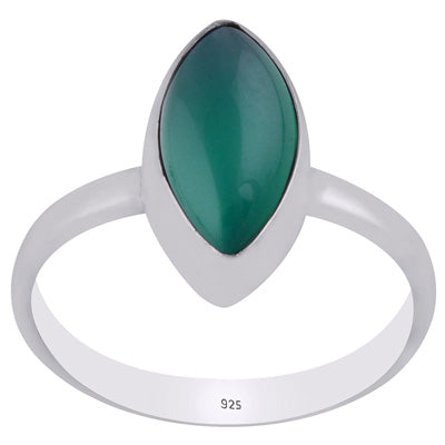 Gorgeous Plain Green Onyx Marquise Shape 925 Sterling Solid Silver Ring - R3400764-433