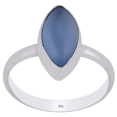 Gorgeous Plain Blue Chalcedony Marquise Shape 925 Sterling Solid Silver Ring - R3400764-467
