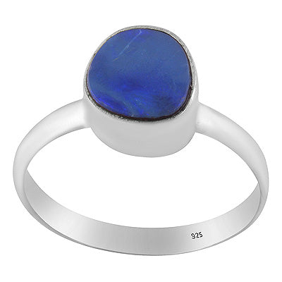 Alluring Play of Colors Gemstone Australian Opal Fancy Shape 925 Sterling Solid Silver Ring - R3400825-403