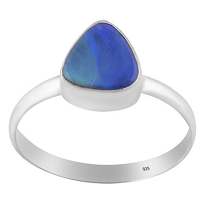 Alluring Play of Colors Gemstone Australian Opal Fancy Shape 925 Sterling Solid Silver Ring - R3400825-405