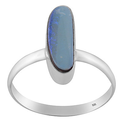 Alluring Play of Colors Gemstone Australian Opal Fancy Shape 925 Sterling Solid Silver Ring - R3400825-410