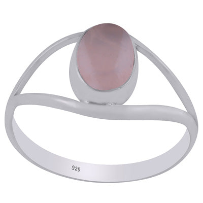 Gorgeous Split Shank Around Rose Quartz Oval Shape 925 Sterling Solid Silver Ring - R3400890-13
