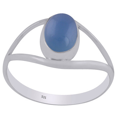 Gorgeous Split Shank Around Blue Chalcedony Oval Shape 925 Sterling Solid Silver Ring - R3400890-9
