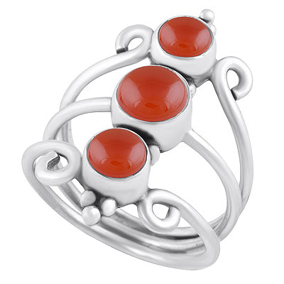 Gorgeous Wire Work Around Carnelian Round Shape 925 Sterling Solid Silver Ring - R3400909-353