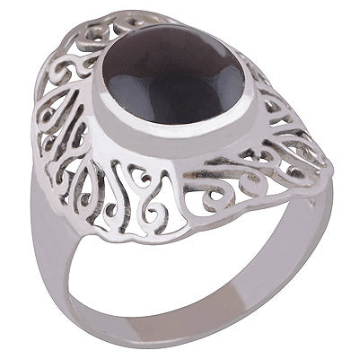 Black Onyx 925 Sterling Silver Ring - R3401003-27