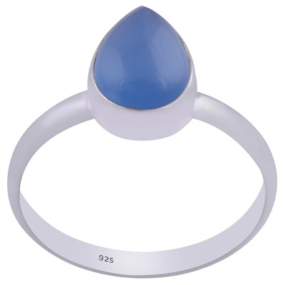 Alluring Gemstone Blue Chalcedony Pear Shape 925 Sterling Solid Silver Ring - R3401223-141