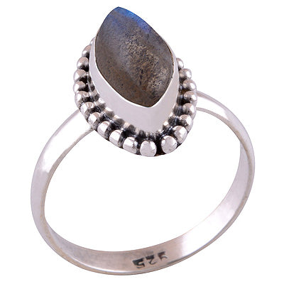 Beautiful Rawa Work Around Labradorite Marquise Shape 925 Sterling Solid Silver Ring - R3401290-132